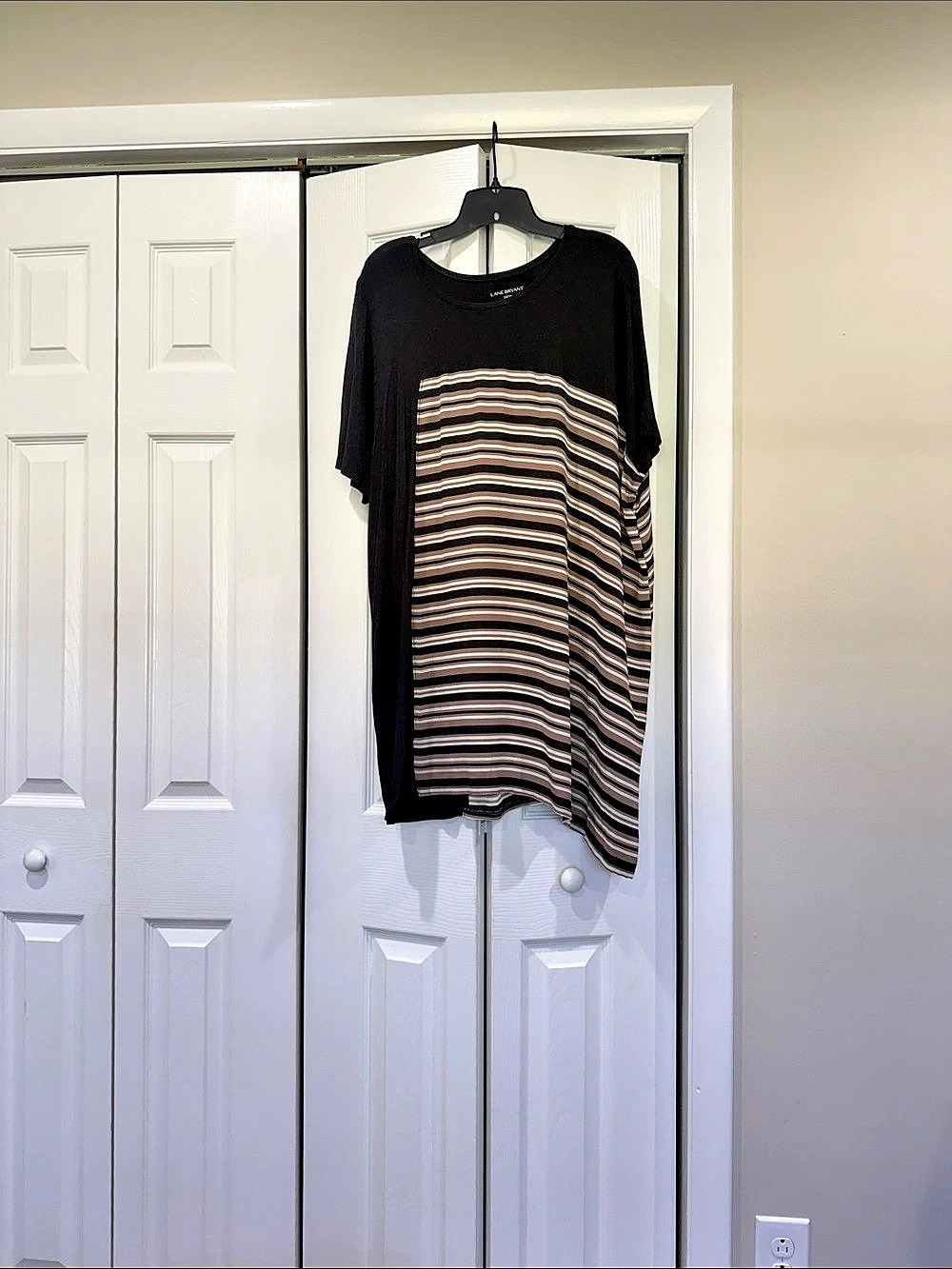 Lane Bryant Striped Midi Dress in Black & White